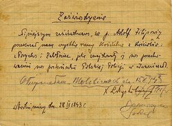 Certificate of September 1943 confirming Adolf Filipowicz’s donation to the churches in Poryck and Zabłocie.