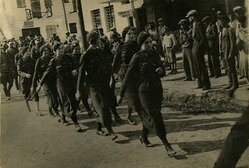 Parade of women doing military training in Poryck, 1930s.